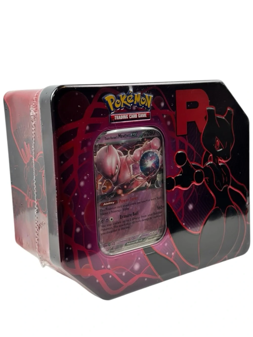 Pokemon Team Rocket Mewtwo GX Tin - Pink, Black, Red